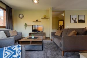 布雷佐维察Cozy Villa in Brezovica的客厅配有两张沙发和一台电视机