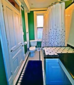 匹兹堡Point Breeze Guest House的一间带卫生间和淋浴的小浴室