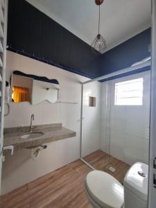 大普拉亚Pousada Aconchego na Praia的一间带卫生间和水槽的浴室