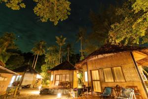 奈岛Mayalay Resort-Green Hotel的一群棕榈树的夜晚房屋