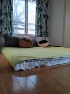 东京Tokyo downtown芍藥莊的一张床上有两个枕头的房间