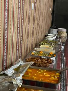 瓦迪拉姆Wadi Rum Magic Camp的包含多种不同食物的自助餐