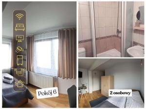 波兰尼卡-兹德鲁伊Willa Ewa的两幅图片,一间房间,一间浴室和一间卧室