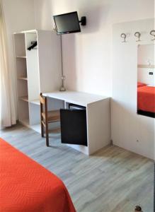 利尼亚诺萨比亚多罗西奥住宿加早餐旅馆的一间卧室配有一张床和一张书桌及电视