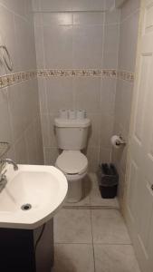 雷诺萨Acogedor departamento en el centro de la ciudad的浴室配有白色卫生间和盥洗盆。