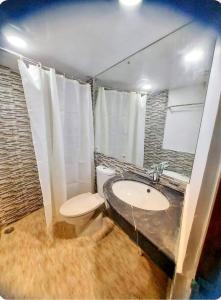 达卡Akbar’s Hotel的一间带卫生间和水槽的浴室