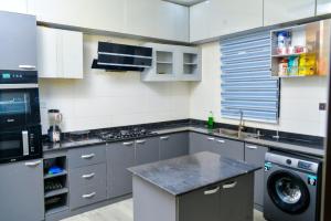 伊凯贾4 Bedroom Terraced Duplex for Airbnb Short Stay in Ikeja的厨房配有水槽和洗衣机