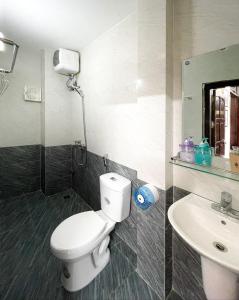 河内Hanoi Oriental Viewl Hotel的一间带卫生间和水槽的浴室