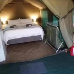 斯库库扎Yebo Safari Tents-Lower Sabie的帐篷内一间卧室,配有一张床