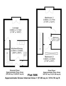 曼彻斯特Stunning 2 Bed Flat 5min to Old Trafford Stadium的房屋平面图的两张图