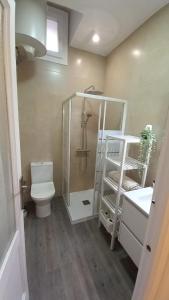 桑特费柳德吉克索尔斯Apartamento Forn Vell的带淋浴、卫生间和盥洗盆的浴室