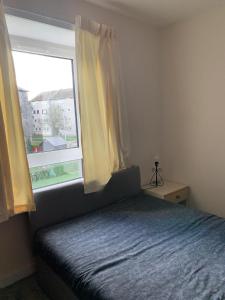 阿伯丁Beautiful 2-Bed Apartment in Aberdeen的一间卧室设有一张床和一个窗口