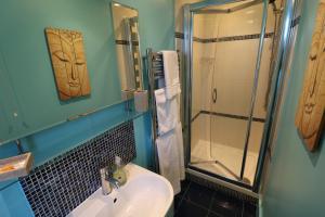 托基希尔克劳福特独特精品酒店的一间带水槽和淋浴的浴室