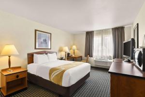 夏延Quality Inn Cheyenne I-25 South的酒店客房设有一张大床和一台电视。