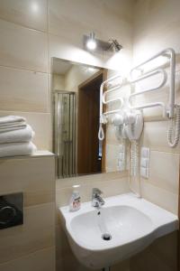 OlesnoHotel Alexandra的浴室设有白色水槽和镜子