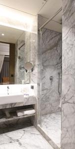 孟买福特住宅酒店的一间带水槽和淋浴的浴室