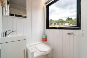 MacclesfieldThe Meadows Tiny House的一间带卫生间和窗户的小浴室