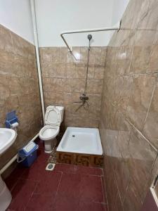 努库斯Guest House Medic的带浴缸、卫生间和盥洗盆的浴室