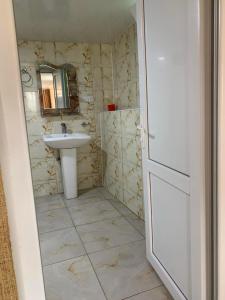 茨卡尔图博Tsivi Tba的一间带水槽和镜子的浴室