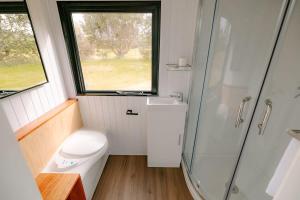 蒂阿瑙Harrington's on the Terrace - Luxmore的一间带卫生间和淋浴的小浴室
