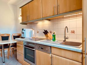 Geyer豪斯费格度假酒店的厨房配有水槽和台面