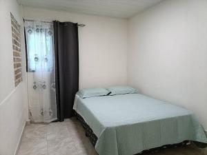 佩诺诺梅La Amistad agrotourism farm的一间带一张床和淋浴的小卧室