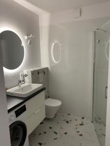 弗瓦迪斯瓦沃沃Apartament 33的浴室配有盥洗池、卫生间和镜子。