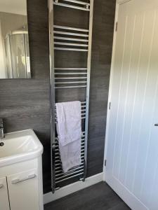 多切斯特Tumbleweed 3的一间带水槽和毛巾架的浴室
