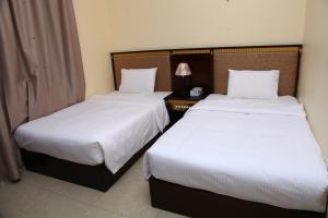 阿吉曼梦想宫殿酒店的两张睡床彼此相邻,位于一个房间里