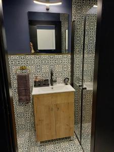 海法Ninna palatin的一间带水槽和镜子的浴室