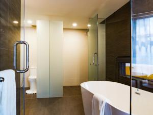 吉隆坡登星居酒店的带浴缸和卫生间的浴室。