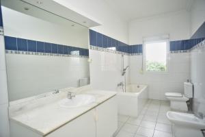 塔那那利佛Sara Chambre d'hôtes的白色的浴室设有水槽和卫生间。