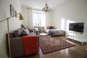 赫尔辛基2ndhomes Fabianinkatu Apartments的带沙发和电视的客厅