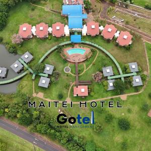 波萨达斯Hotel Maitei Posadas的酒店模型的顶部景观