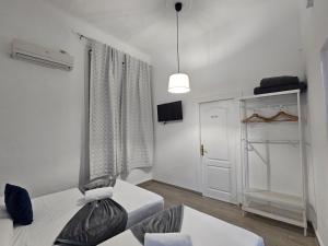 马德里Casa Lemus的带沙发和窗户的客厅