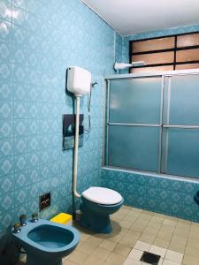 亚松森Renty Paraguay的蓝色的浴室设有卫生间和水槽