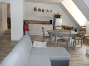 Saint-Brice-sur-VienneCHARMANT APPARTEMENT DANS MAISON DE CARACTERE的带沙发和桌子的客厅以及厨房。