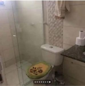 乌尼昂-达维多利亚Casa completa em união da vitória PR的一间带卫生间和玻璃淋浴间的浴室