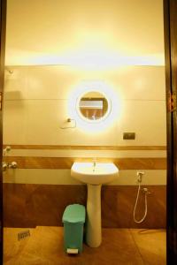 阿勒皮IndraprasthamLakeCruise的一间带水槽和镜子的浴室