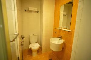 新山康帕斯酒店集团新山柑橘酒店的一间带卫生间和水槽的小浴室
