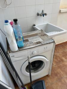 马萨龙Carolina apartamento de Luxe的洗衣机、水槽和洗涤剂