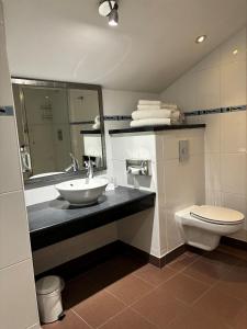 埃尔斯米尔港Holiday Inn Ellesmere Port/Cheshire Oaks, an IHG Hotel的一间带水槽和卫生间的浴室