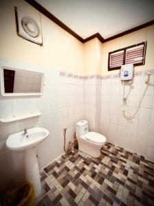 万荣ViengSaVanh Hotel的一间带卫生间和水槽的浴室