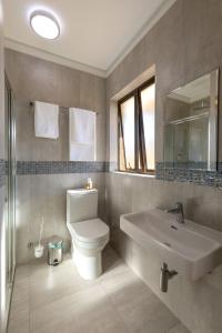 RamotswaKgaba Villas的一间带卫生间、水槽和镜子的浴室