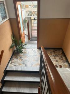 科哥莱托皮内塔酒店的走廊上设有楼梯,地面上种植了植物