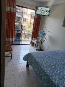 塔里哈Departamentos San Luis的一间卧室配有一张床和一台平面电视