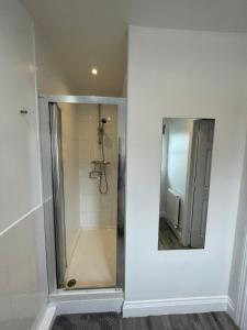 锡厄姆Seaham Sea View 2 bedroom apartment的带淋浴的浴室