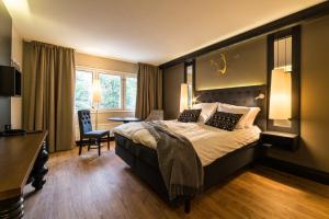 坦佩雷坦佩雷拉普兰酒店的酒店客房设有一张大床和一张书桌。