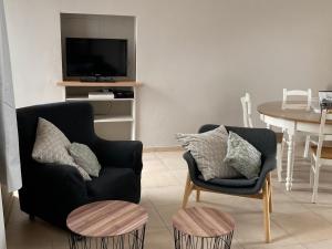 BiesmeréeLe grenier de la Floye的客厅配有椅子和电视