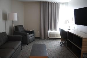 纳什维尔Candlewood Suites - Nashville South, an IHG Hotel的带沙发、椅子和电视的客厅